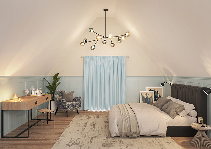 Lace Stripes, Electric Blue - Made to Measure Curtains - Image 15